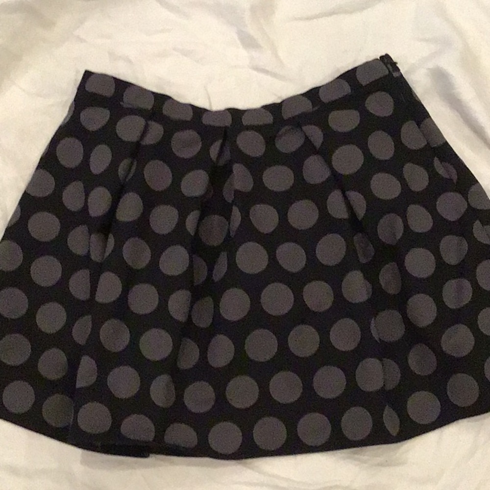 Gap Pleated Flare Gray and Black Polka Dot Skirt Size 12